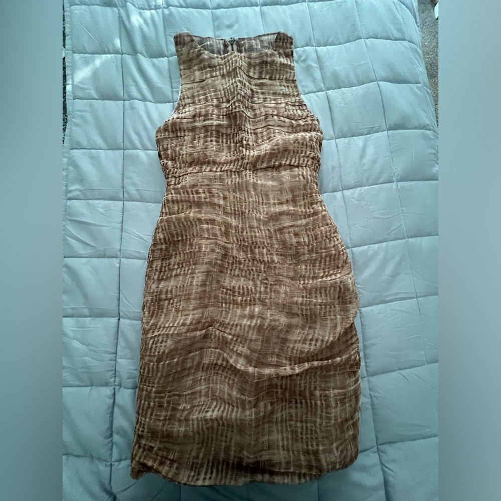 ALICE + OLIVIA Sleeveless Cocktail Sheath Dress Brown